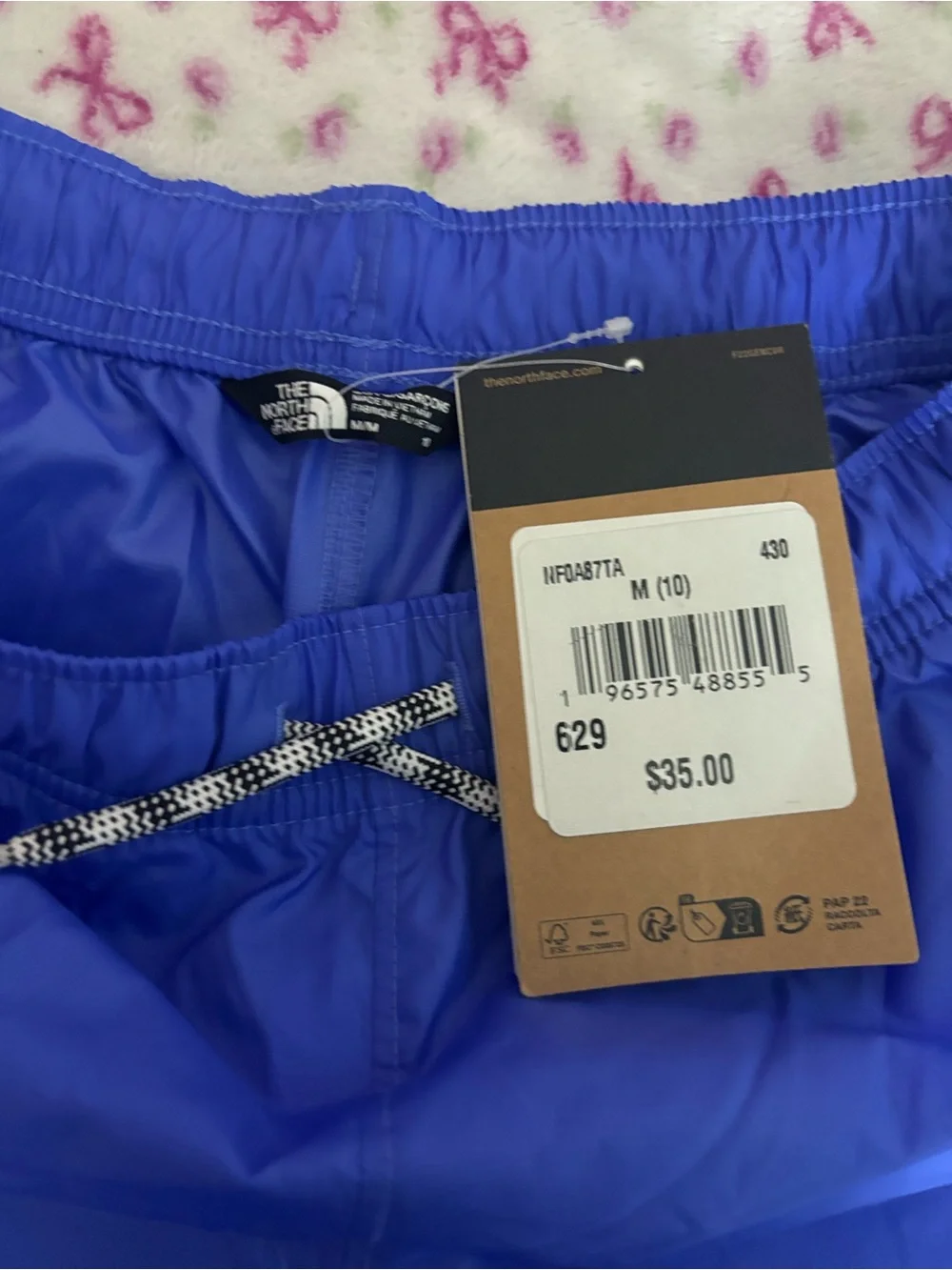 The North Face Men's Royal Blue Athletic Shorts with Drawstring